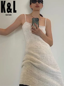 

K&L kylen vintage knitted suspender skirt female 2020 early autumn new high-quality wool slim fit wild mid-length dress