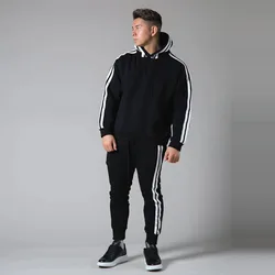 Sweat shirt à capuche pour hommes, ensembles bordures automne et hiver, pantalon de sport élastique, Slim Fit, course à pied, loisirs de plein air, costume deux pièces, nouvelle collection 