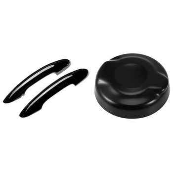 

2Pcs Gloss Bright Black Door Handle Covers for Mini Jcw Coopers F56 F57 & 1PCS ABS Fuel Tank Cover