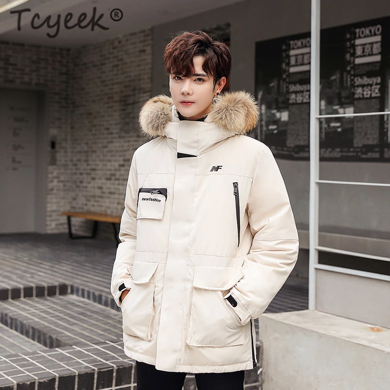 Tcyeek/брендовая мужская пуховая куртка с капюшоном, плотное зимнее пальто, Мужская одежда, корейская теплая куртка на утином пуху, модная верхняя одежда Hiver NF