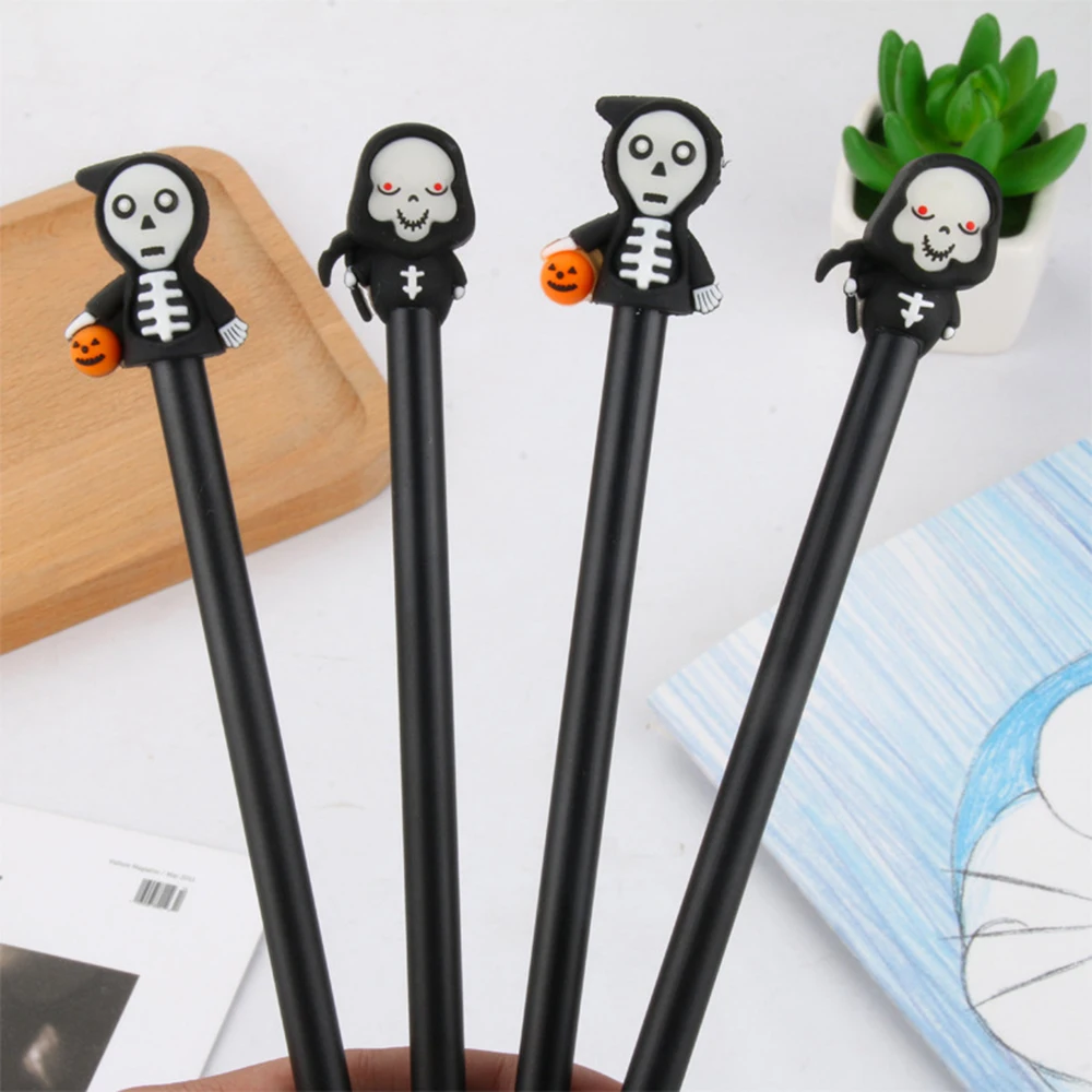 

4 Pcs/lot Halloween Skeleton Luminous Gel Pen Ink Pen Promotional Gift Stationery School & Office Supply