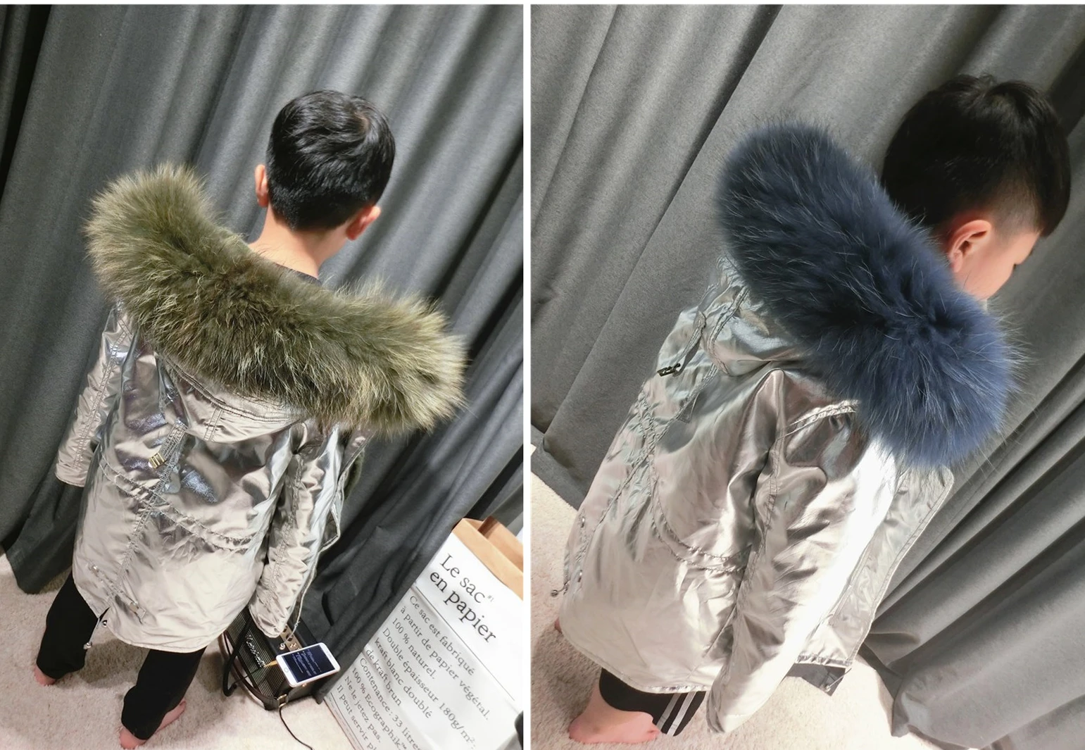 Зимнее меховое пальто для мальчиков Детская куртка из натурального кроличьего