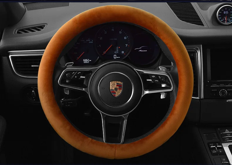 Плюшевый автомобильный чехол на руль осень и зима стиль короткий плюшевый цвет сплошной цвет автомобильный чехол