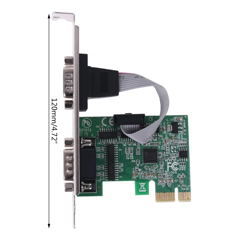 

PCIe Dual Serial Expansion Card Chip AX99100 2 Port Industrial DB9 COM RS232 Converter Adapter Controller for Desktop PC
