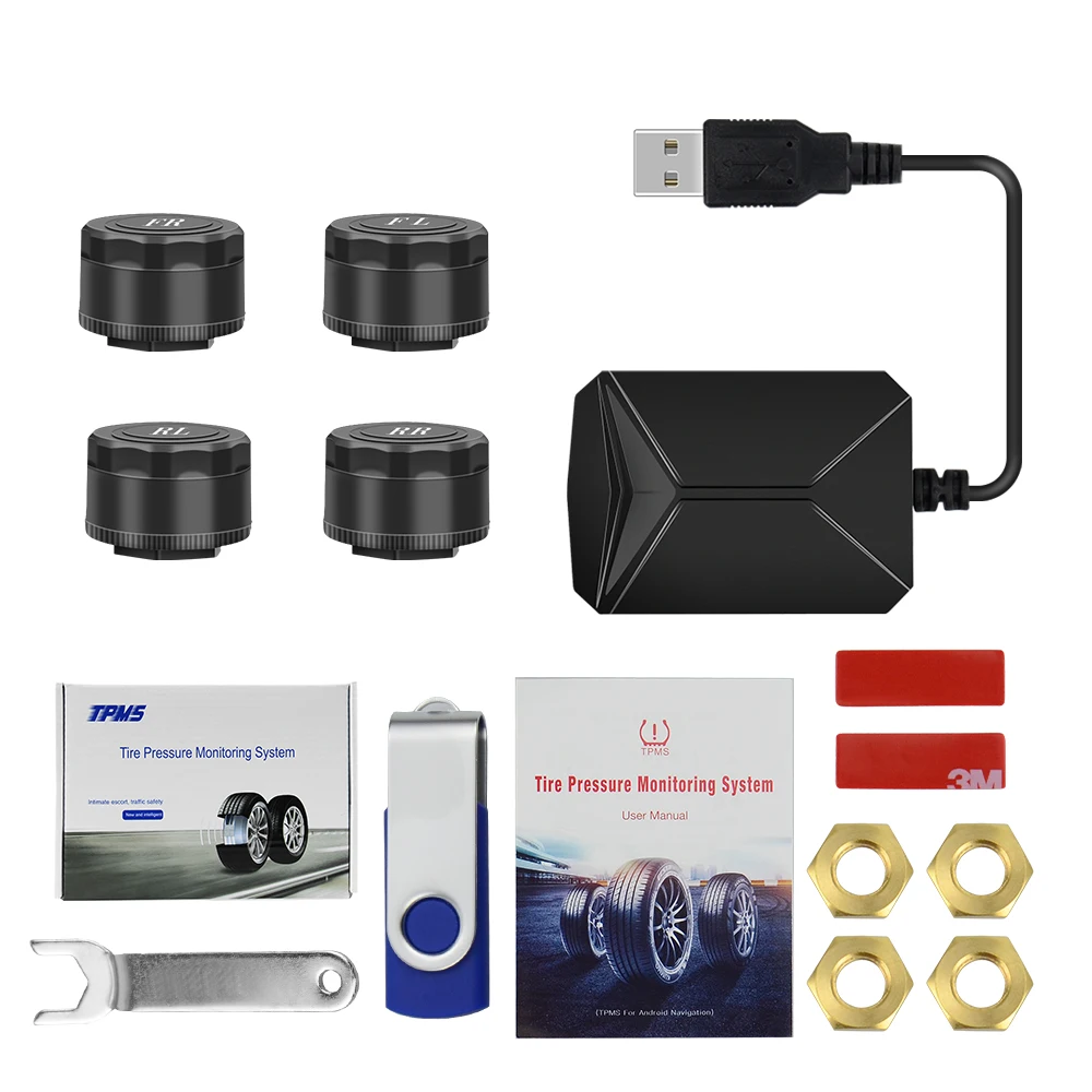USB Android TPMS автомобильный датчик давления в шинах с 4 внешними датчиками 116 psi