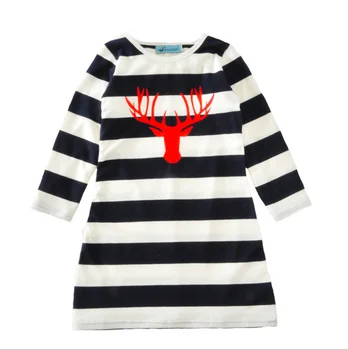 

Parent-child Autumn Clothing New Female Dress Long-sleeved Striped Deer Head Parent-child Skirt Winter Cotton Long-sleeved Mini Skirt