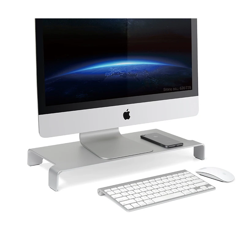 

Monitor Stand Aluminum Computer Riser Steady Organizer for MacBook/iMac Pro/TV Screen/Print Lapdesk Holder with Keyboard Storage