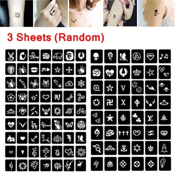 

105pcs DIY Temporary Tattoo Stencil Henna Hollow Drawing Kid Tattoo Mixed Design for Hand Arm Leg Body Art Template Makeup Tools