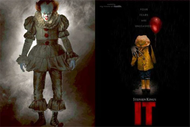 Белый карнавальный костюм Pennywise от «Возвращение Джокера. Аксессуар: брюки воротник перчатка крышка ботинка