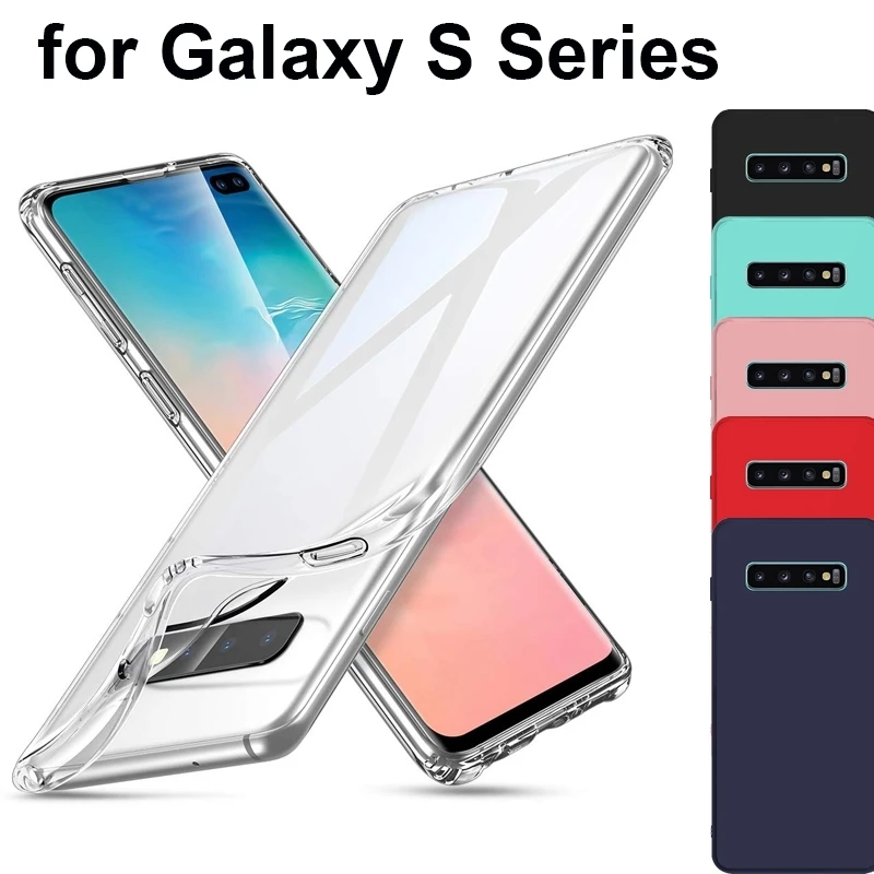 Candy Color Black Red Blue Clear Silicone TPU Case For Samsung Galaxy S10 Plus S9 S8 S7 Edge S6 Note 9 8 5 Thin Skin Cover |