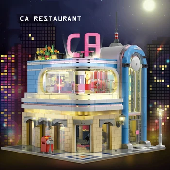

MOC Lepining Creator Expert California Restaurant Bricks City Street View Model Kit Building Blocks Toys For Children DIY Gifts