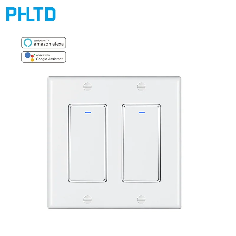 

WiFi smart switch US button switch 2 gang intelligent voice WiFi smart switch US button switch 2 gang intelligent voice control