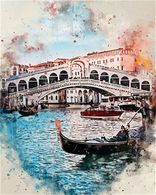 Famous Buildings Paint By Numbers Rialto Bridge Venice Hobby Paint