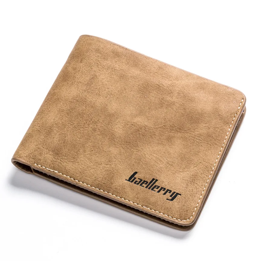 

Retro Frosted Men Wallets Two Folding Simple Male Purse Credit Card Holder Solid Color Short Money Pouch And Wallet