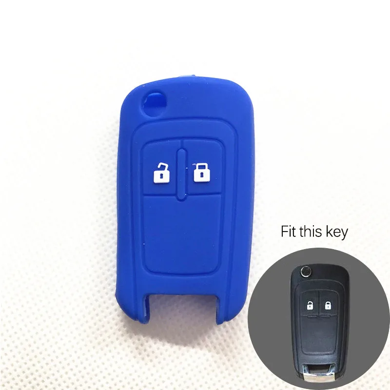 2 key blue Силиконовый чехол для ключей автомобиля, защитный чехол для ключей для Chevrolet Cruze TRAX Lova Spark Onix silverado, Volt Camaro Aveo Sail - Название цвета: 2 key blue