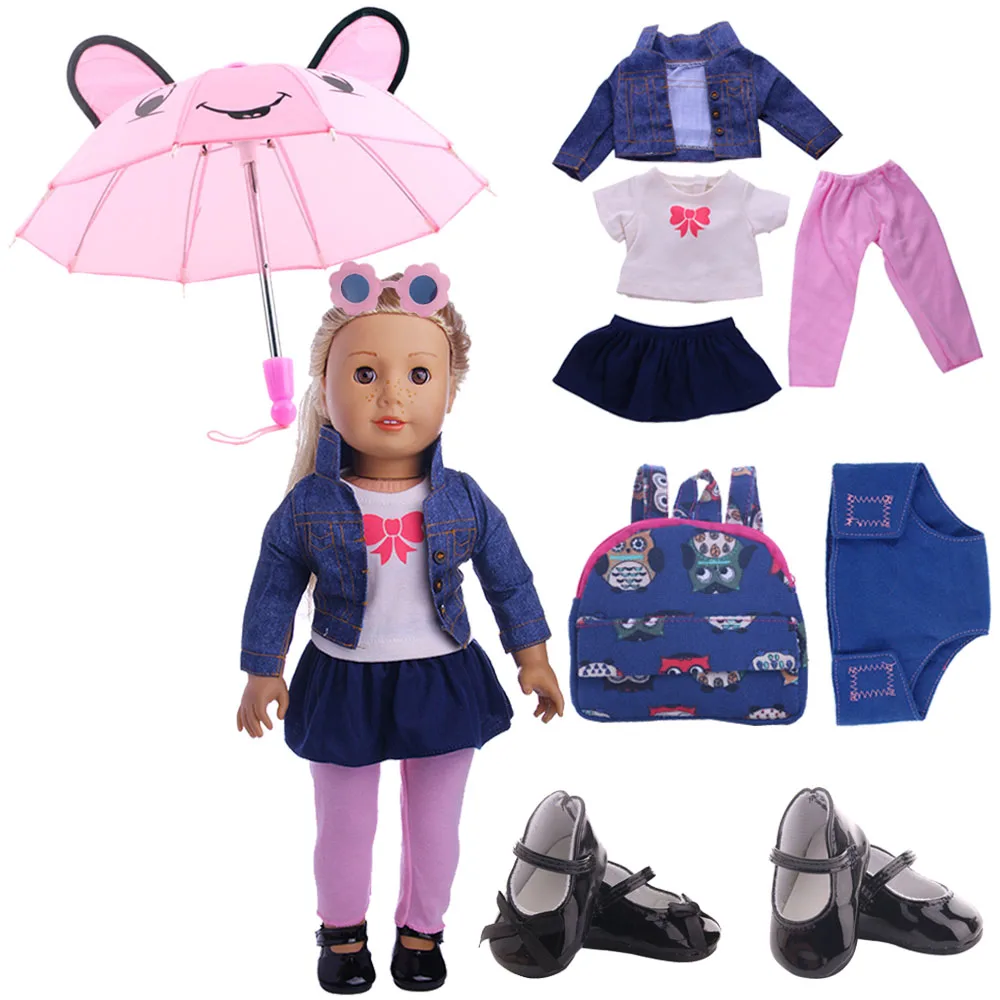 Conjunto de ropa de muñeca, 4 piezas, trajes zapatos, bolsa y bragas para bebé recién nacido americano de 18 pulgadas y 43CM - y pasatiempos
