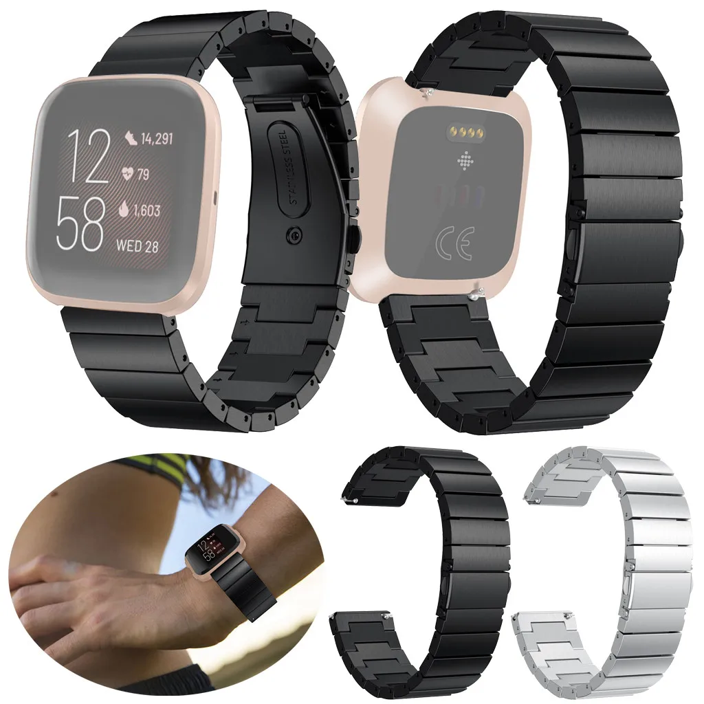 Ремешок из нержавеющей стали браслет на запястье замена для Fitbit Versa 2 умные часы