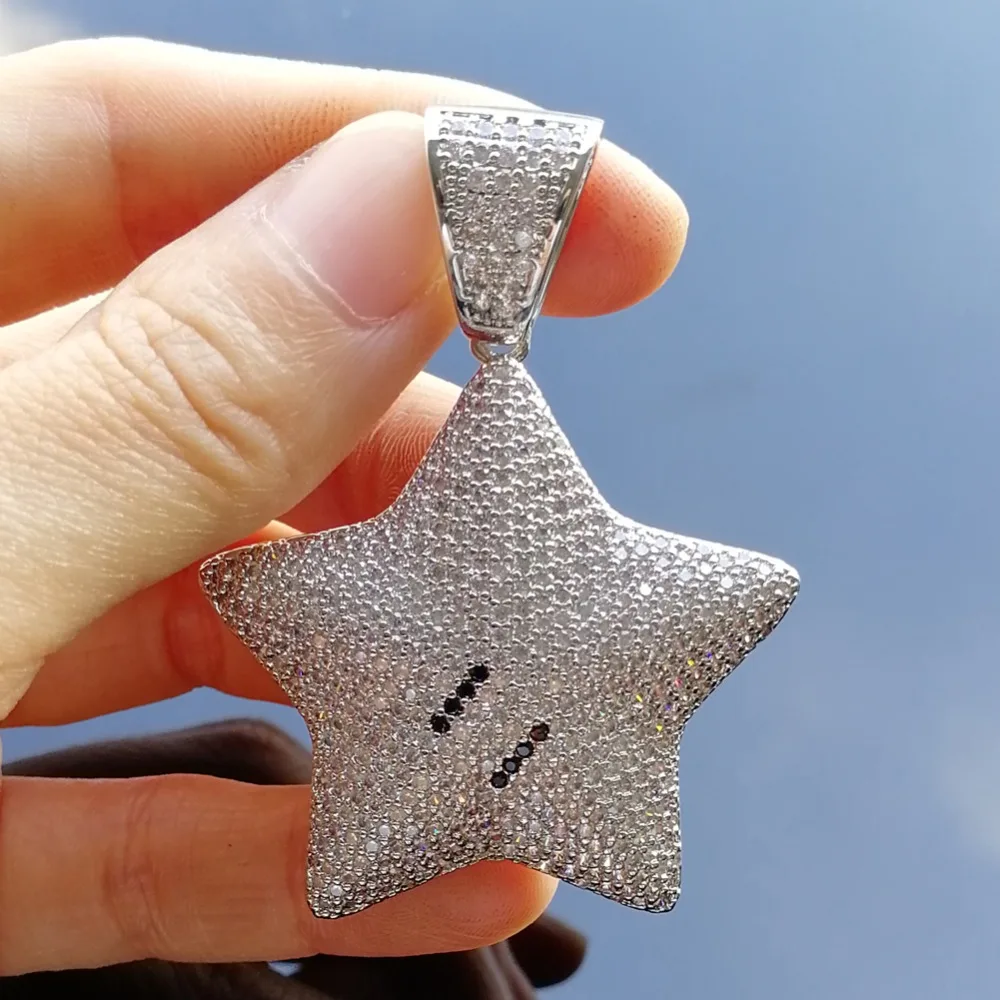 Bling bling хип хоп подвеска с пентаграммой медь микро проложить с камнями из кубического циркония ожерелье ювелирные изделия для мужчин и женщин CN014