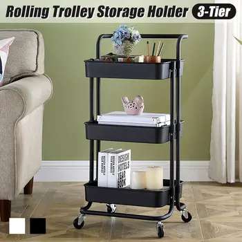

3-Tier Kitchen Trolley Cart Slim Rolling Storage Rack Trolley With Wheels Home Beauty products Bathroom Organizer Storage Holder