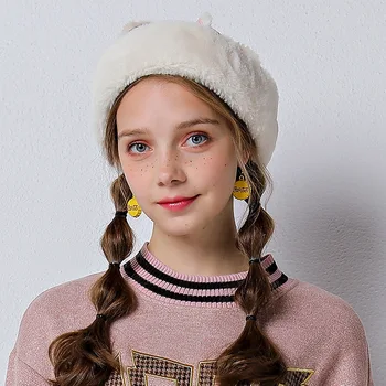 

Warm Eaveless Hat New Autumn Winter Korean Edition Cute Stitching Thickened Fluffy Tide Cordless Hat Outdoor Warm Hip-hop Cap