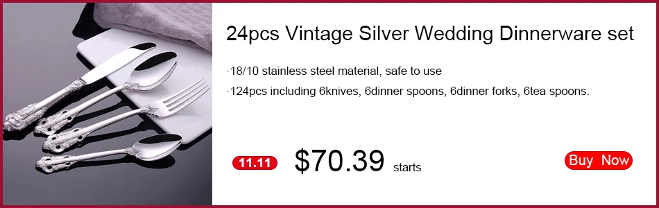 24pcs silver dinnerware set