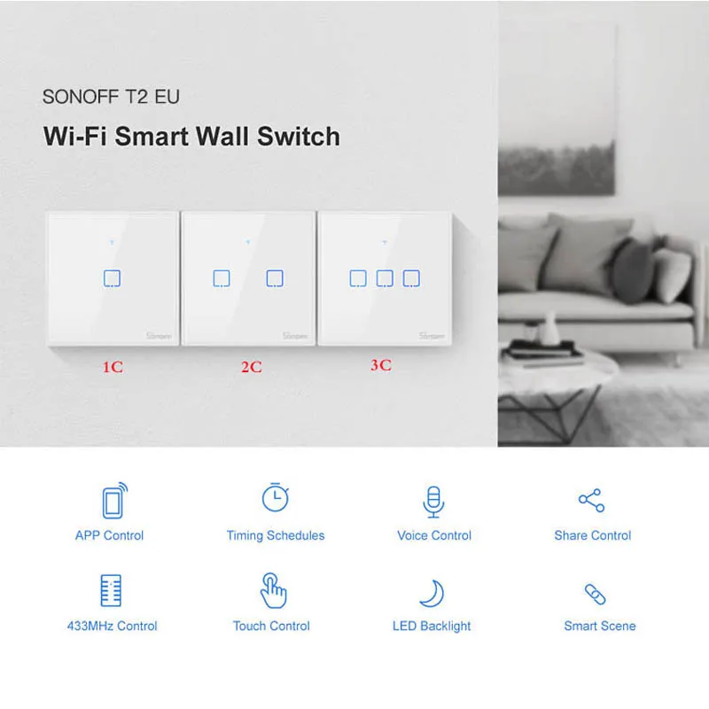Интеллектуальный выключатель света SONOFF T2EU-TX 86 Размеры 1/2/3 Smart WiFi переключатель аппликация настенные 433 МГц P3N6 переключатель с дистанционным управлением с каймой