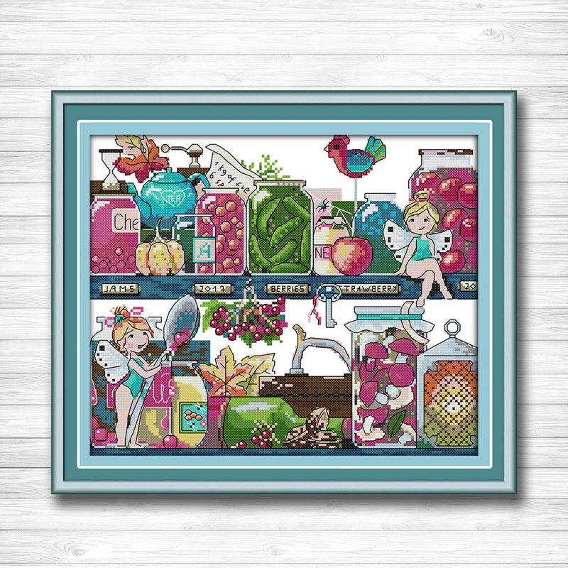 

Storeroom cartoon fruits painting dmc 14CT 11CT counted cross stitch kits embroidery set Needlework Set chinese cross stitch