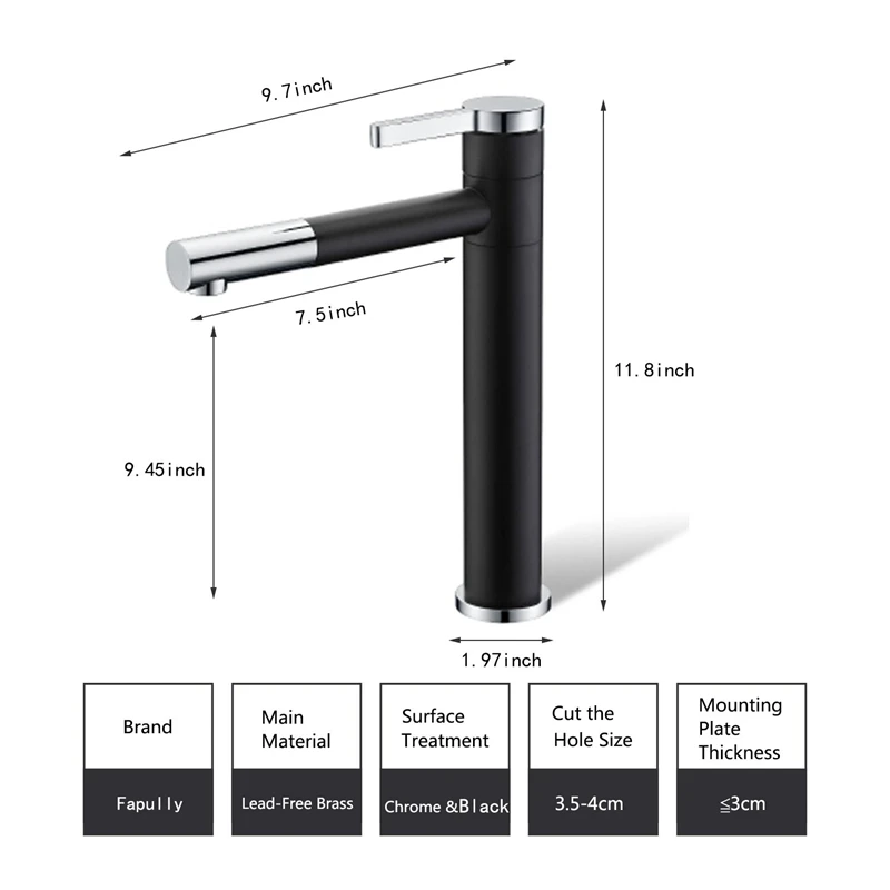  Promotion Kitchen Faucet Modern Bathroom Sink Faucet With Rotating Spout 11.8 Inch Tall Container F - 4000598285674