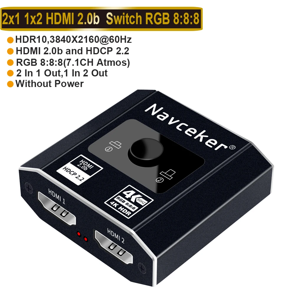 usb to hdmi cable 2022 Switcher HDMI 2.1-compatible 2 in 1 out Ultra 48Gbps 8K@60Hz 4K@120Hz Switch adapter With switch button For HDTV Projector hdmi adapter Cables & Adapters