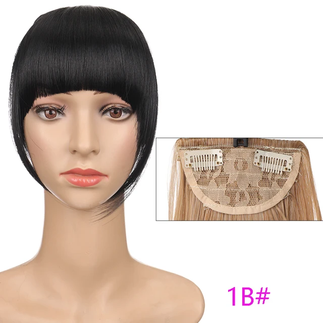 TALANG Neat Front Fringe Clip In  Hair Bangs  Hair Extensions Sweeping Side Blunt Bang Natural Black Brown Hairpieces WL-13