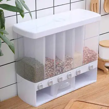 

Dry Food Dispenser 6-Grid Cereal Dispensers Food Storage Container Kitchen Storage Tank for Cereal, Rice, Nuts,Candy,Coffee Bean