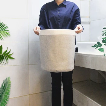 

Folding Laundry Basket Round Storage Bucket Waterproof Hamper Collapsible Clothes Toy Storage Container Large Capacity Organizer
