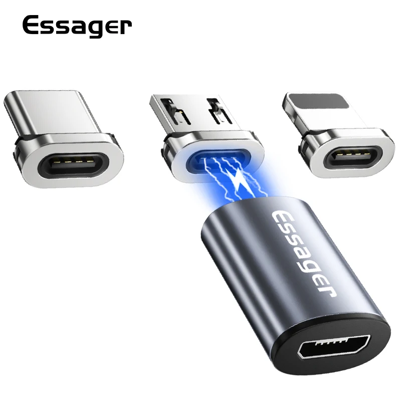 Магнитный адаптер Essager Micro USB переходник с разъемом типа C для iPhone Xiaomi