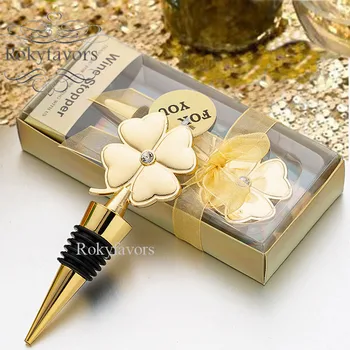 

20PCS Lucky Clover Bottle Stopper Wedding Favor Birthday Gift Event Giveaways Anniversary Keepsake Four Leaf Wine Stopper