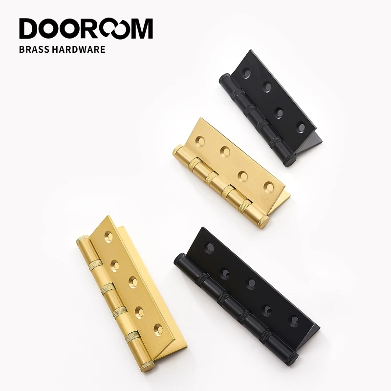 Dooroom Brass Knurled Door Hinges Free Slot Smoothly Thickening Mute Door Hinges 4 Inch 5 Inch