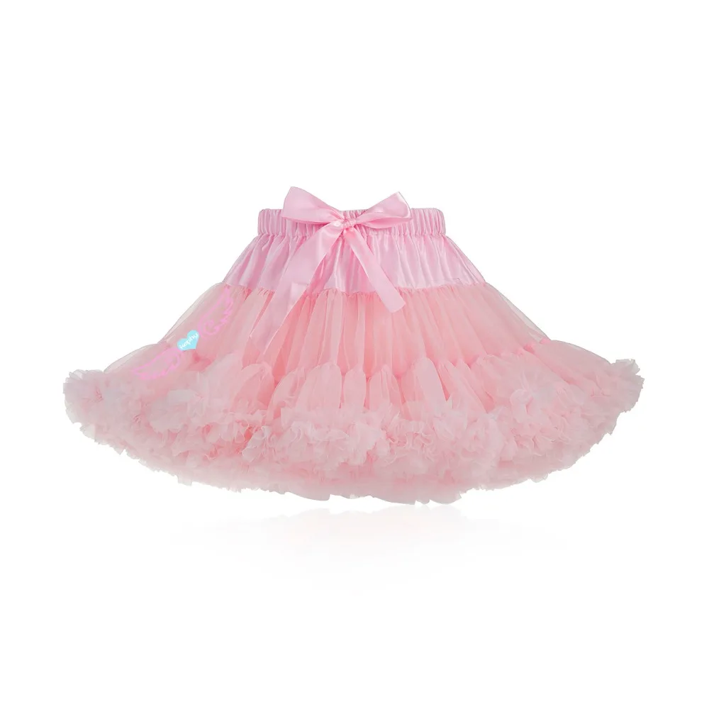 Girls Full Fluffy Quality Nylon Pink Trim White Party Pettiskirt Tutu Skirt UK 