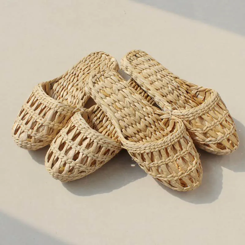 Chinese Style Women Men Straw Slippers Handmade Comfortable Casual Sandals Summer Grass Shoes Unisex Home Shoes Footwear SE5025 (5)