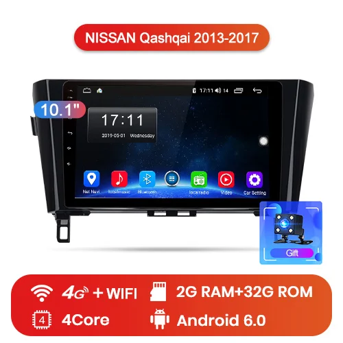 Junsun V1 Android 9,0 2G+ 32G DSP Автомобильный мультимедийный видео плеер для Nissan Qashqai X-Trail 2013- gps no 2 din - Цвет: 4G (2GB 32GB)