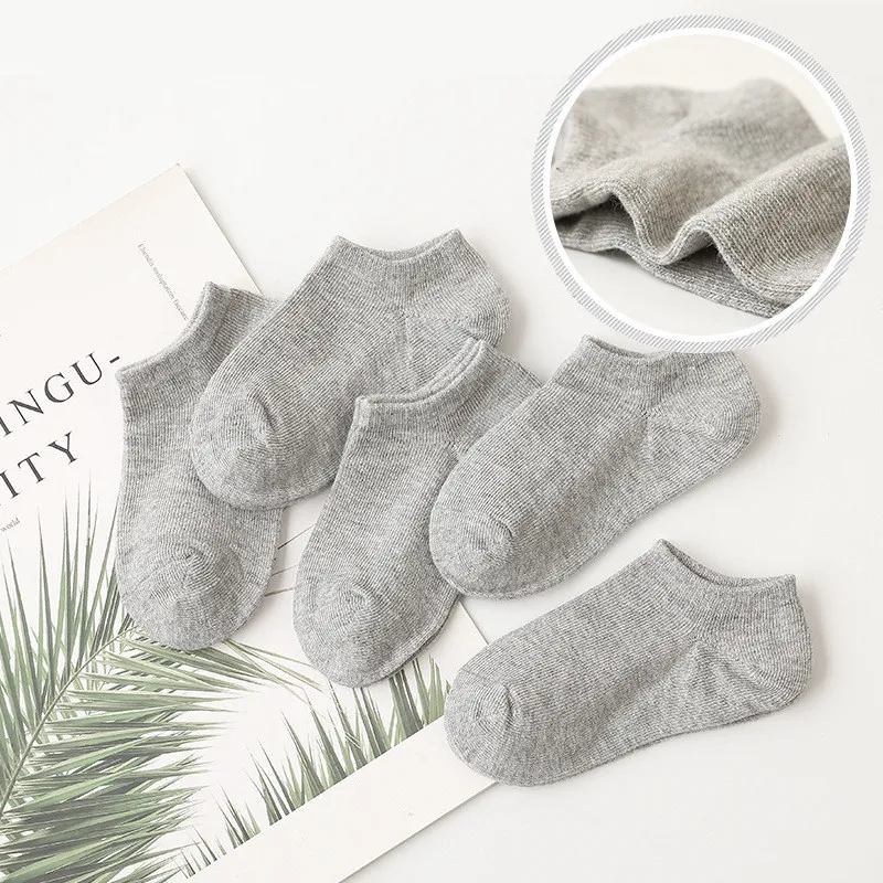 5 Pairs/lot 1 to 12 Years Summer Solid White Cotton Socks For Children Socks Spring No-show Low Cut Socks Boys Girls Boat Socks 5