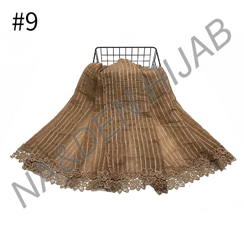Classical Retro Print Scarf Pearls Lace Women Autumn Paris Yarn Shawl Wrap Soft Voile Scarf Ladies Long Scarves Stoles Hijab - Цвет: 9