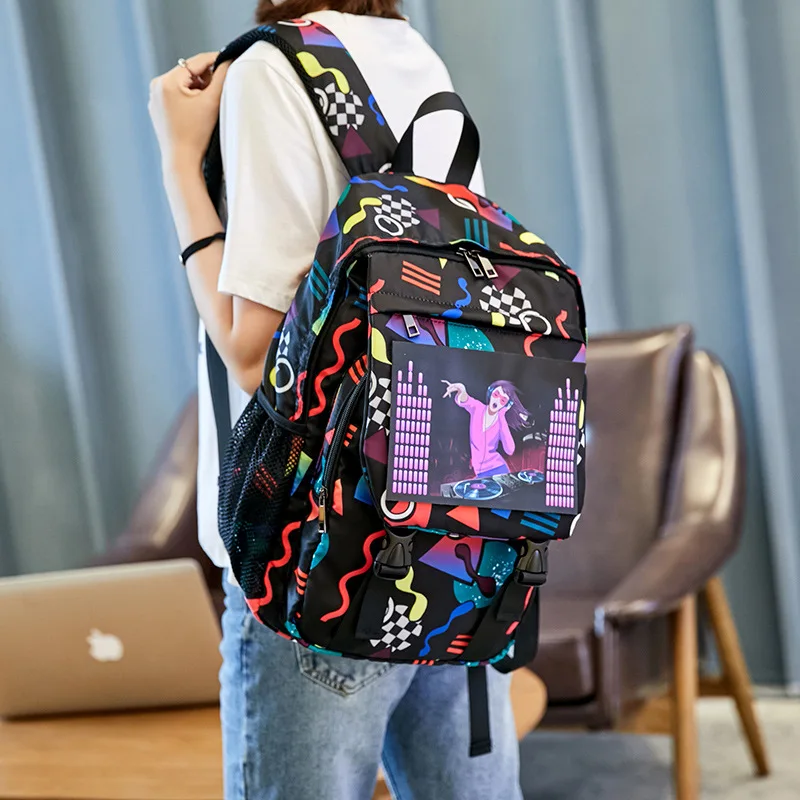 

2018 New Style USB Rechargeable School Bag Nylon Voice Flash Backpack Multi-functional Waterproof Computer Travel Bag