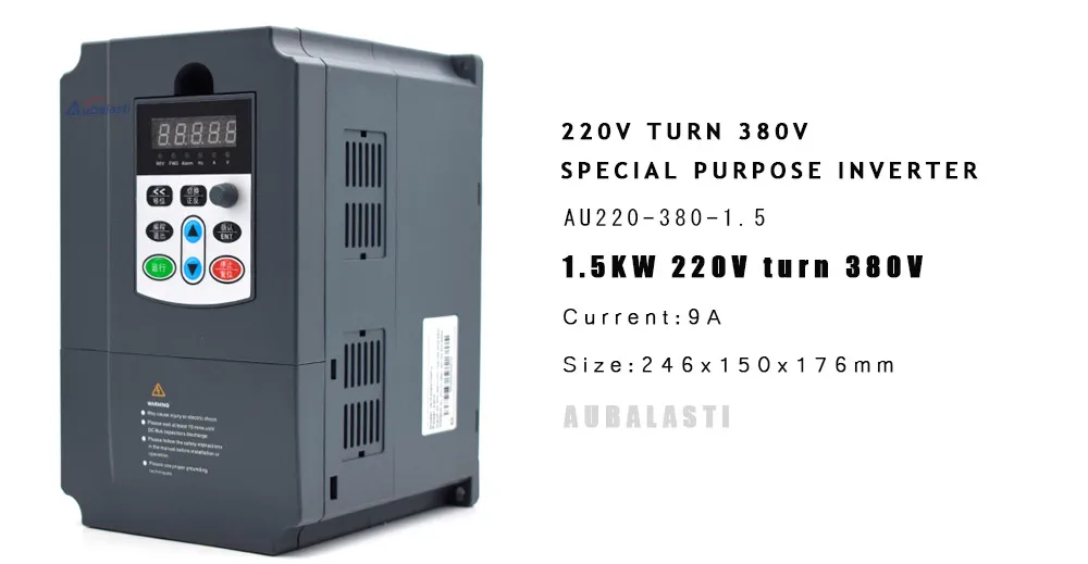 Инвертор Aubalasti 1.5KW однофазный 220V поворот 3 фазы 380V Ток 9A для станка с ЧПУ