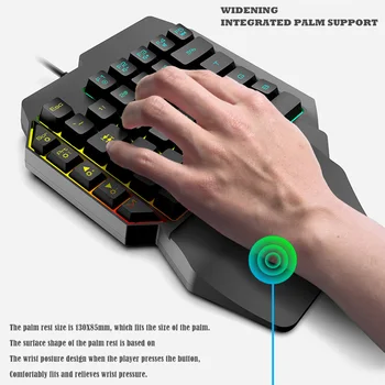 

One-Handed Mechanical Gaming Keyboard 39 Keys USB Port Ergonomic Keypad VDX99