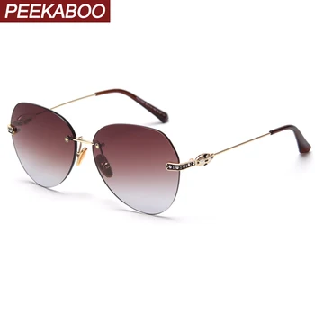 

Peekaboo polarized rimless sunglasses female gradient summer style uv400 fashion women sun glasses metal 2020 gift items