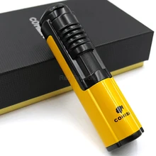 Высококачественная металлическая ветрозащитная Зажигалка COHIBA, 1 фонарь, зажигалка для сигарет, многоразовые зажигалки с подарочной коробкой