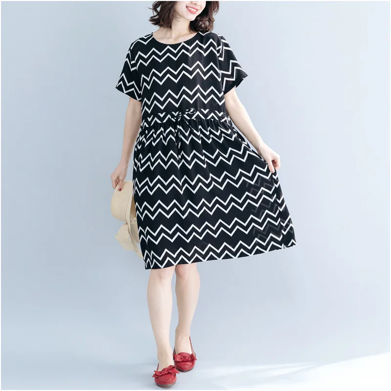 

2019 Summer New Style Fashion Printed Cotton Linen WOMEN'S Dress