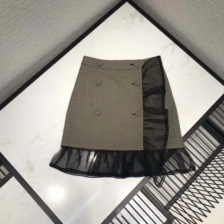 2019 Vroege Herfst Vrouwen Nieuwe Temperament Wilde Check Kant Kant Stiksels Boven Knie Rok Gratis Verzending Wereldwijd 2019 Vroege Herfst Vrouwen Nieuwe Temperament Wilde Check Kant Kant Stiksels Boven Knie Rok Gratis Verzending Wereldwijd