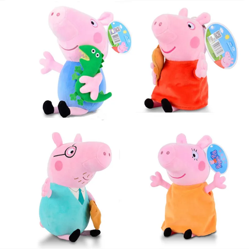 

4 Pcs/Set 30 CM Cute Peppa Pig Anime Plush Toys Stuffed Doll George Dad Mom Family Pack Children Christmas Gifts
