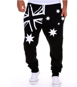 

Men Union Flag Printed Men Sports Long Star Printed Loose-Fit Harem Pants Closing Casual Pants K09