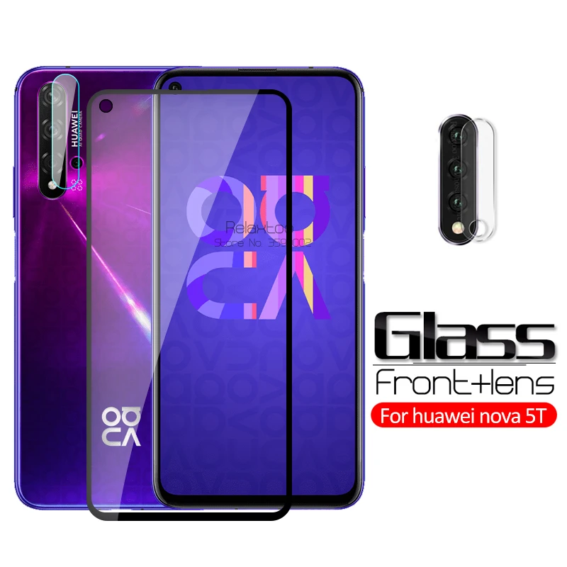 2 in 1 camera lens glass for huawei nova 5t tempered glass screen protector on hauwei hawei nova5t nova 5 t t5 protective film